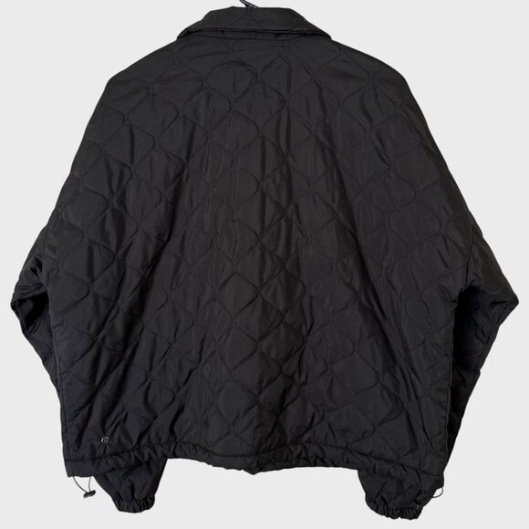 Zella Zip-Up Quilted Bomber Jacket Black Women's Medium Mock Neck Long-Sleeve - Picture 4 of 14